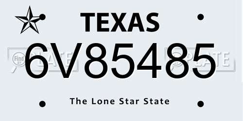 6V85485 Texas License Plate