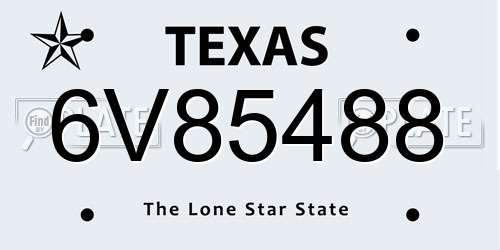 6V85488 Texas License Plate