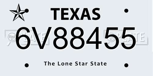 6V88455 Texas License Plate