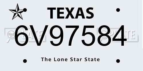 6V97584 Texas License Plate