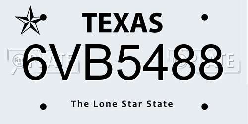 6VB5488 Texas License Plate
