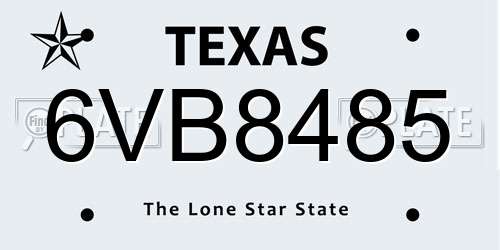 6VB8485 Texas License Plate