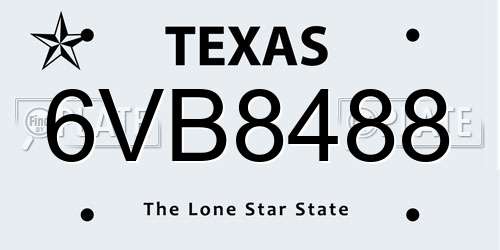 6VB8488 Texas License Plate
