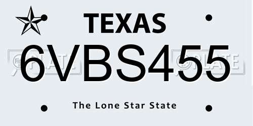 6VBS455 Texas License Plate