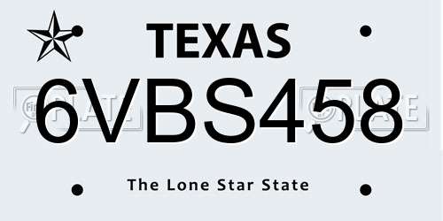 6VBS458 Texas License Plate