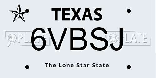 6VBSJ Texas License Plate