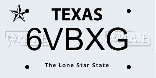 6VBXG Texas License Plate