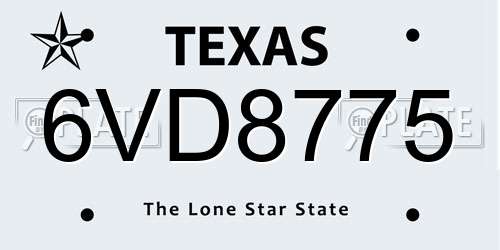 6VD8775 Texas License Plate