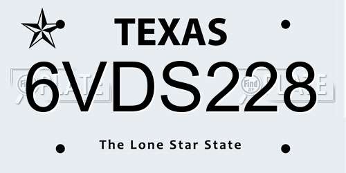 6VDS228 Texas License Plate