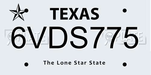 6VDS775 Texas License Plate