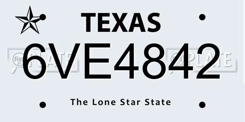 6VE4842 Texas License Plate