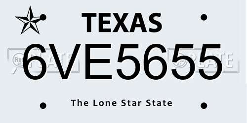6VE5655 Texas License Plate