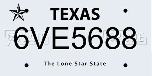 6VE5688 Texas License Plate