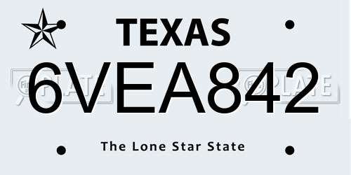6VEA842 Texas License Plate