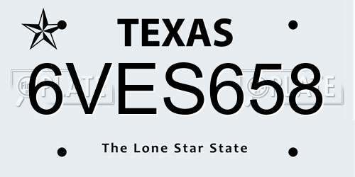 6VES658 Texas License Plate