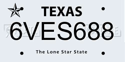 6VES688 Texas License Plate