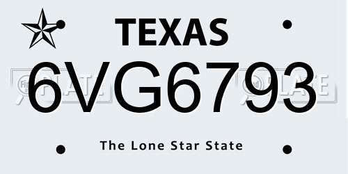 6VG6793 Texas License Plate