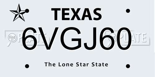 6VGJ60 Texas License Plate