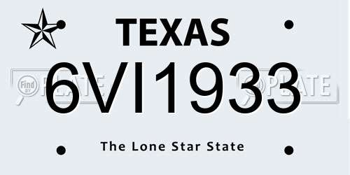 6VI1933 Texas License Plate