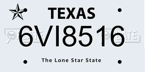 6VI8516 Texas License Plate