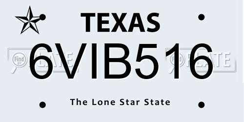 6VIB516 Texas License Plate