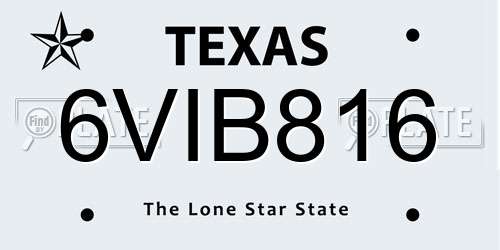6VIB816 Texas License Plate