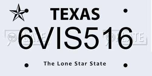 6VIS516 Texas License Plate
