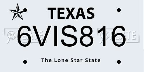 6VIS816 Texas License Plate