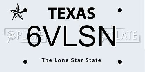 6VLSN Texas License Plate