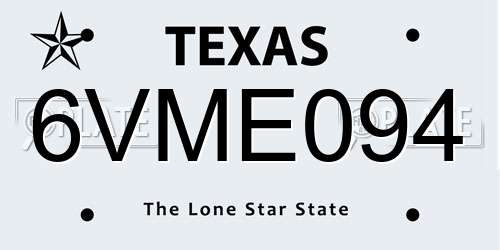 6VME094 Texas License Plate