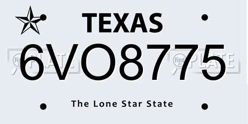 6VO8775 Texas License Plate