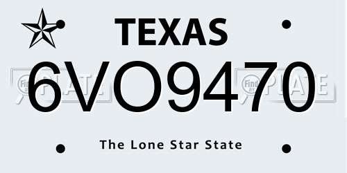 6VO9470 Texas License Plate