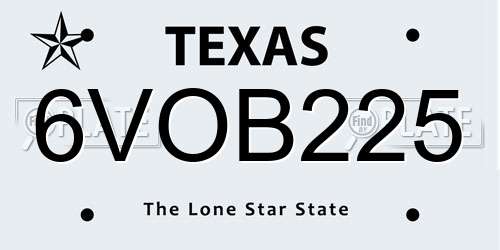 6VOB225 Texas License Plate