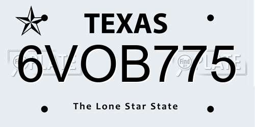 6VOB775 Texas License Plate