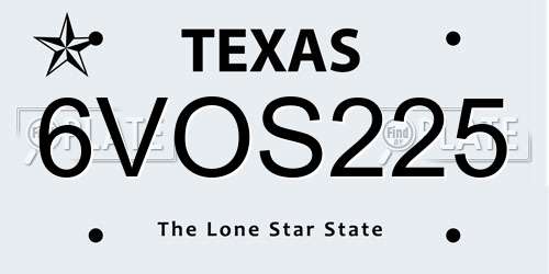 6VOS225 Texas License Plate