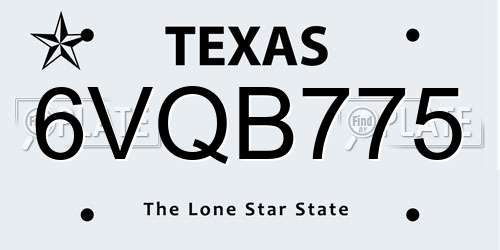 6VQB775 Texas License Plate