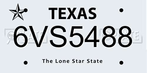 6VS5488 Texas License Plate