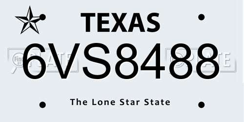 6VS8488 Texas License Plate