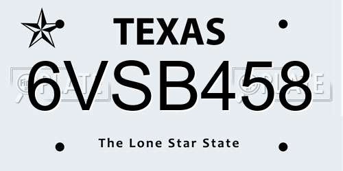 6VSB458 Texas License Plate