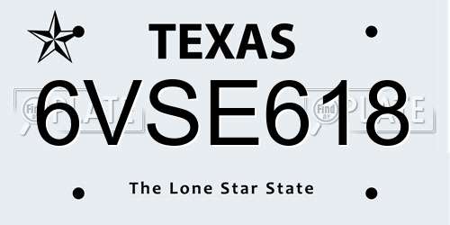 6VSE618 Texas License Plate