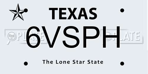 6VSPH Texas License Plate