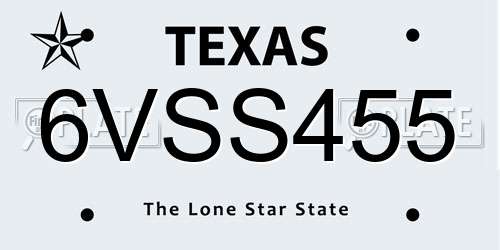 6VSS455 Texas License Plate