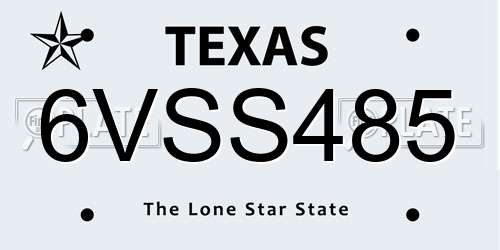 6VSS485 Texas License Plate