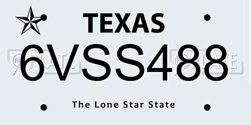 6VSS488 Texas License Plate