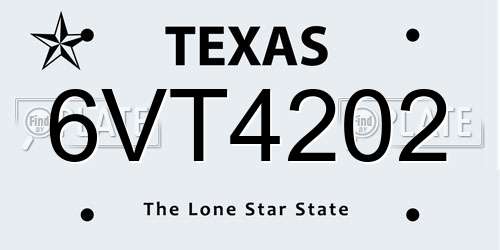 6VT4202 Texas License Plate
