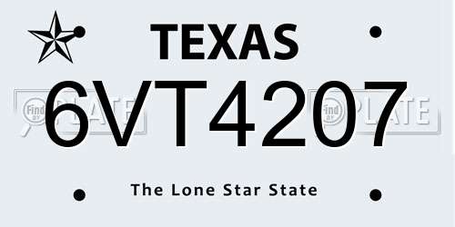 6VT4207 Texas License Plate