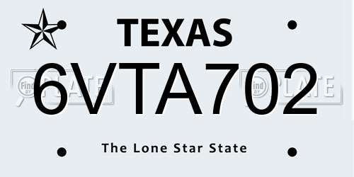 6VTA702 Texas License Plate