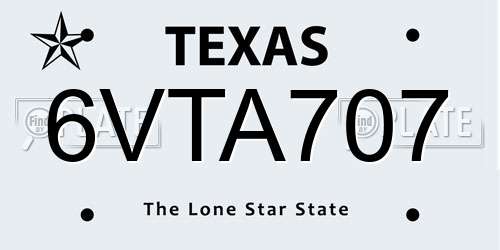 6VTA707 Texas License Plate