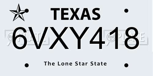 6VXY418 Texas License Plate
