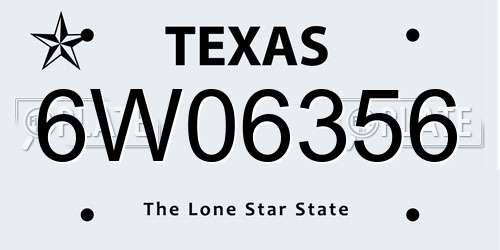 6W06356 Texas License Plate